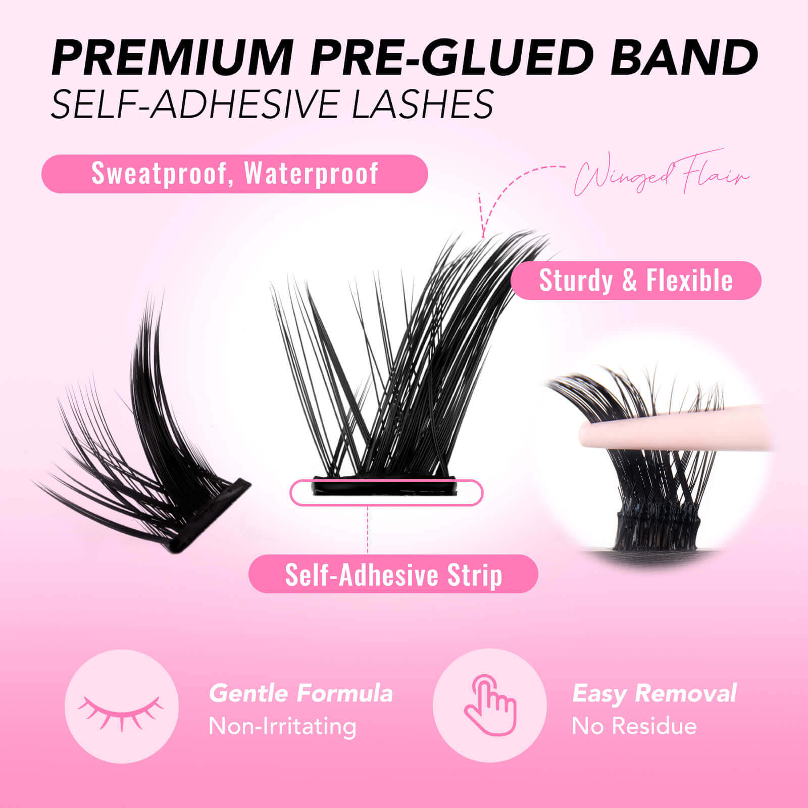 WingedFlair Self-adhesive Cluster Lashes